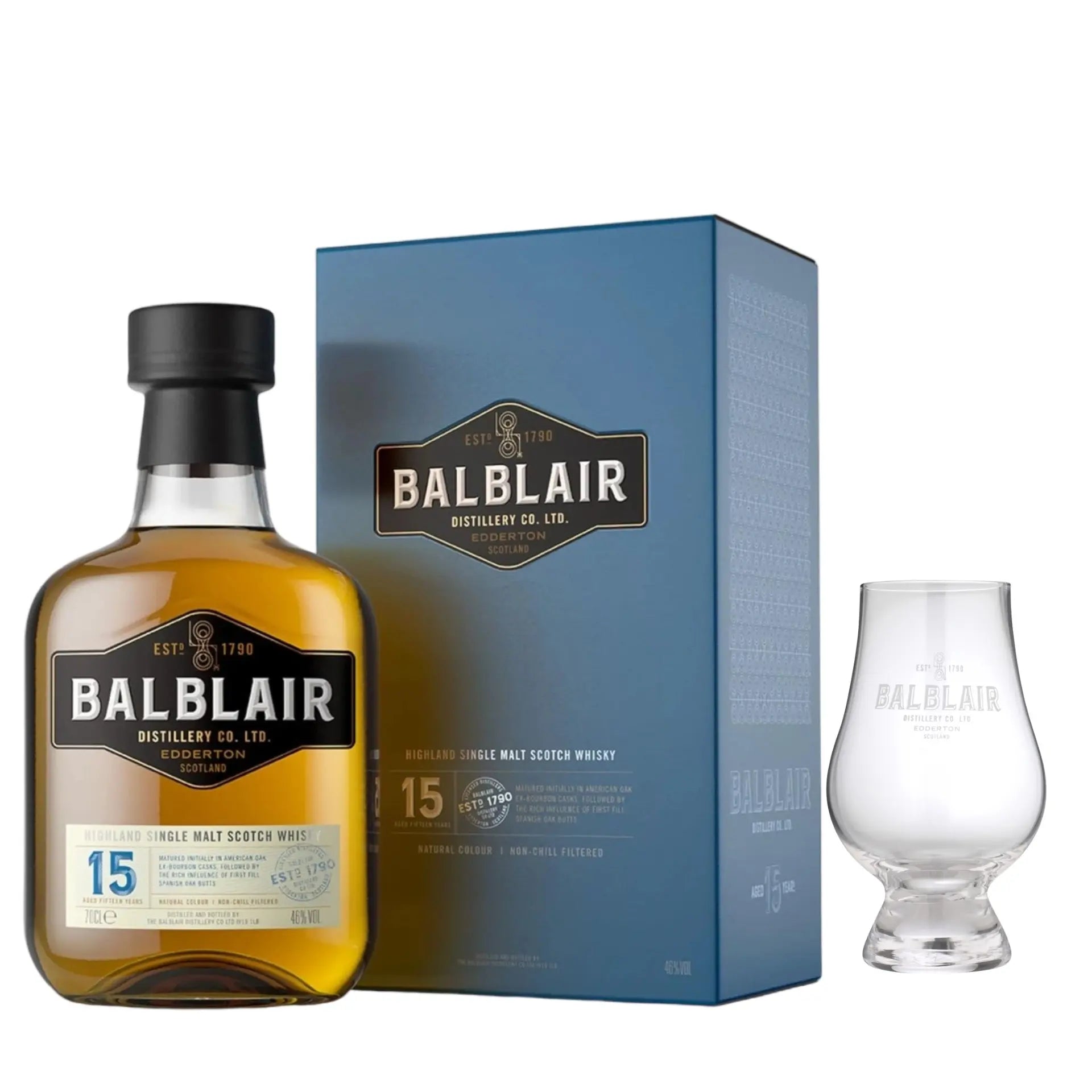 Balblair 15 Year Old & Branded Nosing Glass - The Whisky Stock