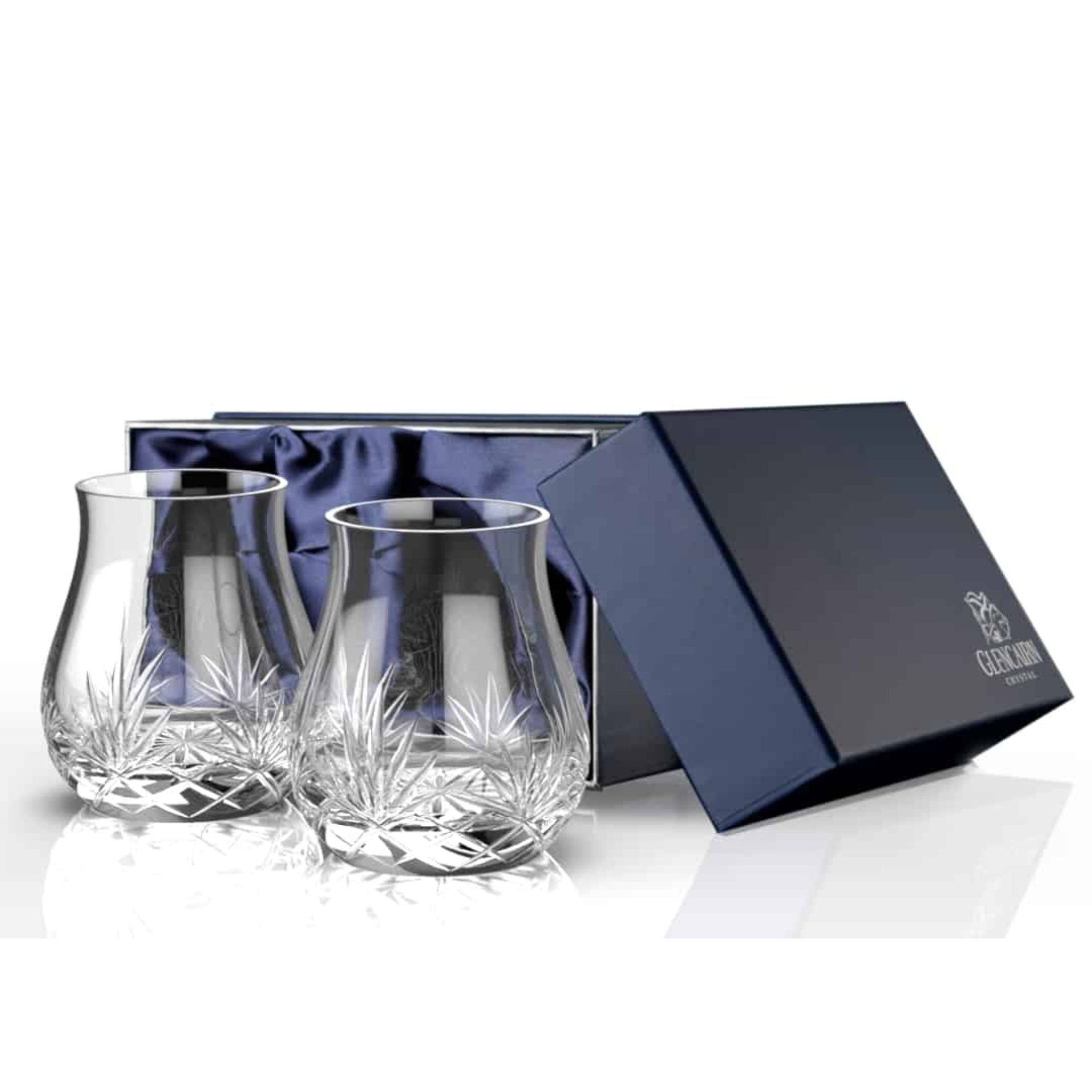 Glencairn Cut Mixer Glasses Pair In Blue Gift Box - The Whisky Stock