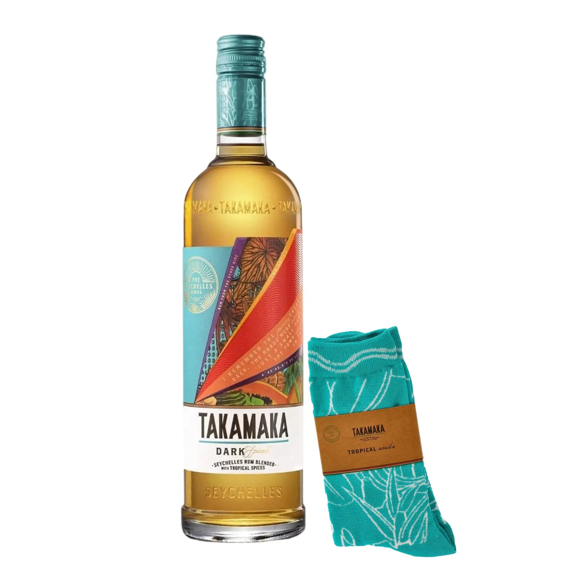 Takamaka Dark Spiced Seychelles Rum & Tropical Socks - The Whisky Stock