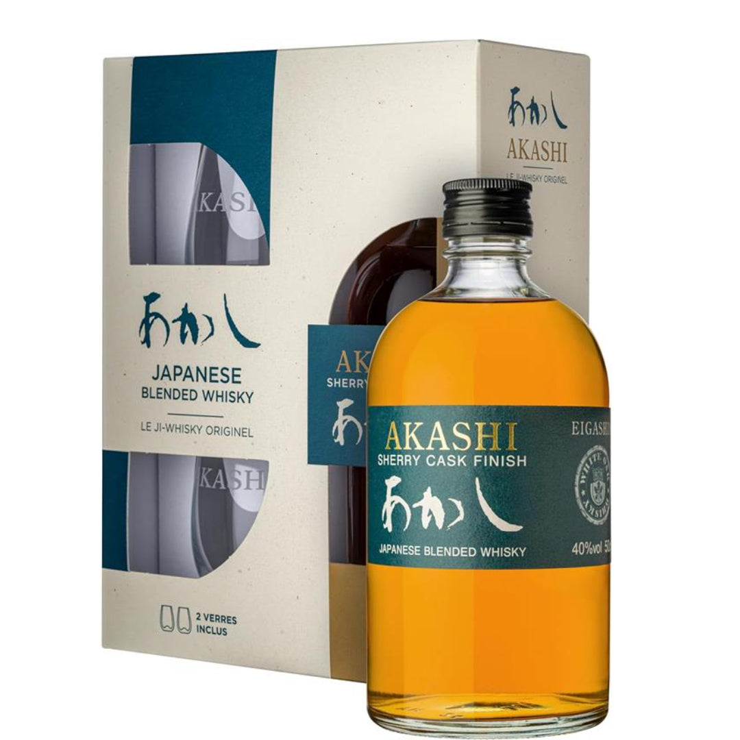 COFFRET WHISKY AKASHI + 2 CUPS JAPANESE