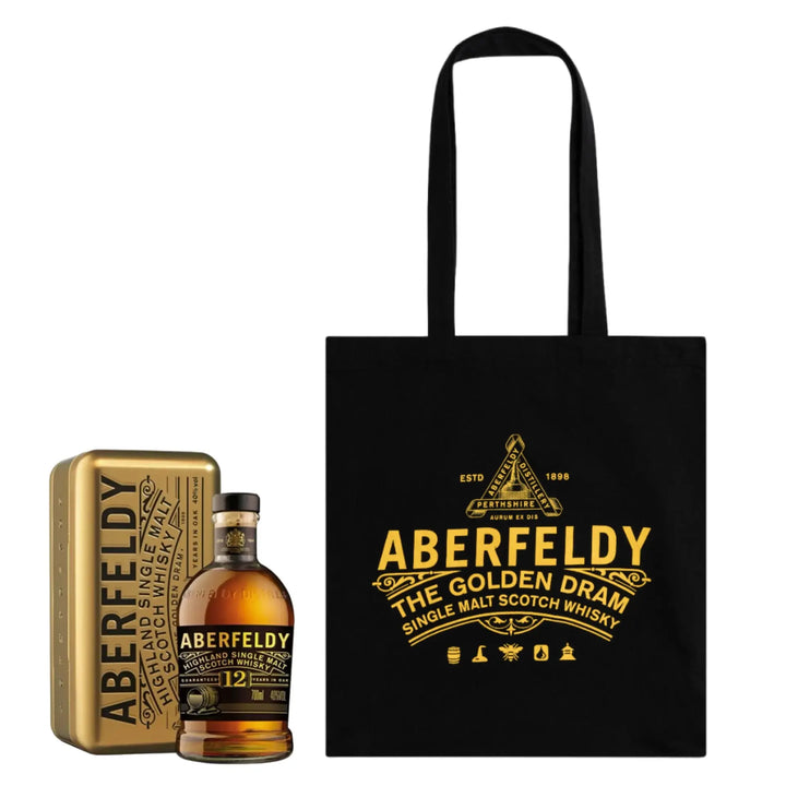 Aberfeldy 12 Year Old In Gold Bar Gift Tin with Branded Tote Bag - The Whisky Stock