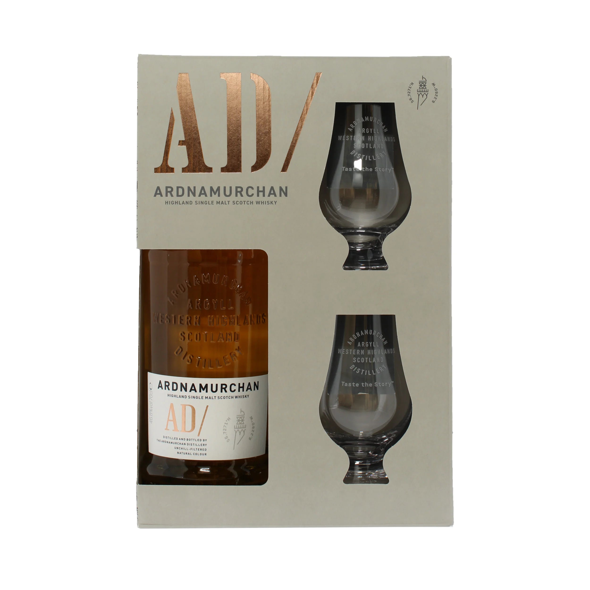 Ardnamurchan AD Single Malt Whisky Gift Set with 2 Glasses