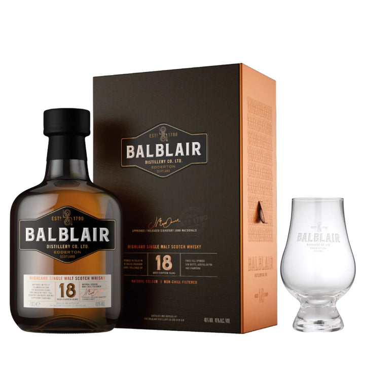 Balblair 18 Year Old & Branded Nosing Glass