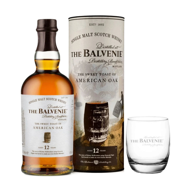 Balvenie 12 Year Old The Sweet Toast of American Oak & Branded Tumbler Glass