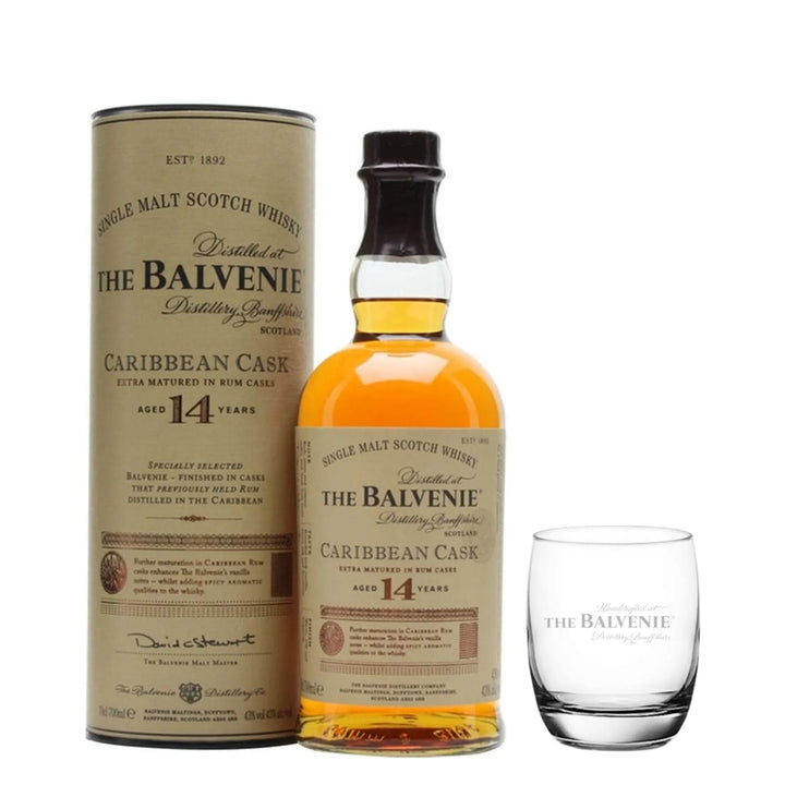 Balvenie 14 Year Old Caribbean Cask & Branded Tumbler Glass - The Whisky Stock