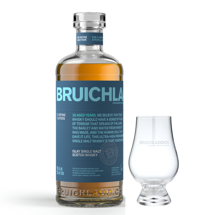 Bruichladdich 18 Year Old & Branded Nosing Glass