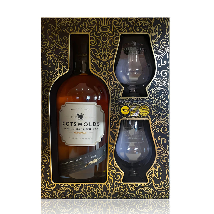 Cotswolds Signature Single Malt Whisky and Glencairn Glass Gift Set