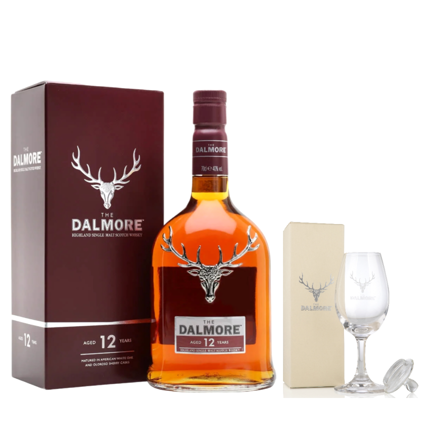 Dalmore 12 Year Old & Branded Copita Glass with Lid