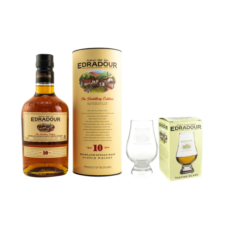 Edradour 10 Year Old & Branded Nosing Glass
