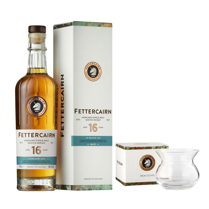 Fettercairn 16 Year Old Single Malt - 2nd Release 2021 & Branded Neat Glass - The Whisky Stock