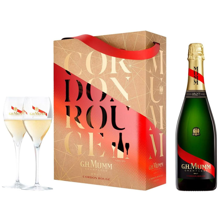 G. H. Mumm Cordon Rouge Champagne Gift Set with 2 Glasses
