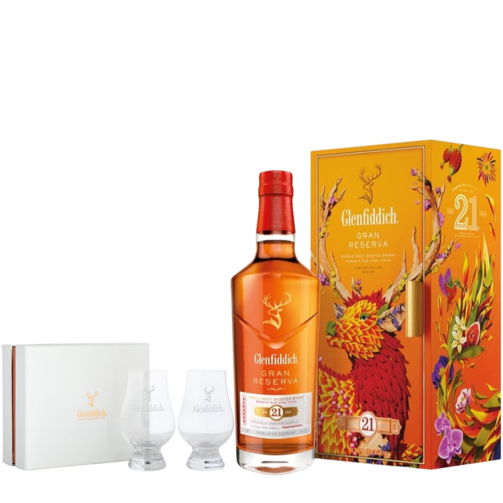 Glenfiddich 21 Year Old 2024 Chinese New Year & 2 Glasses in Presentation Box