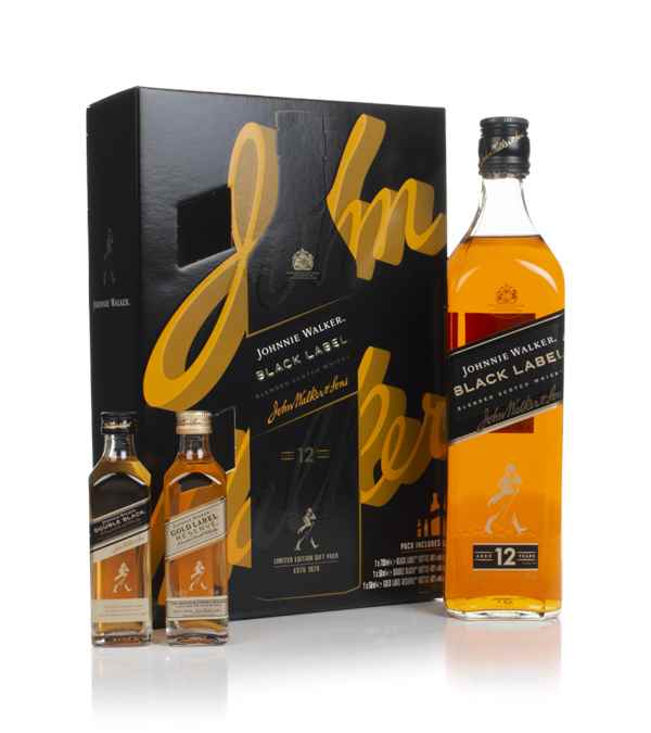 Johnnie Walker Black Label 12 Year Old & 2x5cl Miniatures Gift Set - The Whisky Stock