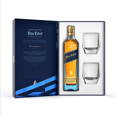 Johnnie Walker Blue Label Gift Pack & 2 Crystal Glasses 2022 Edition - The Whisky Stock