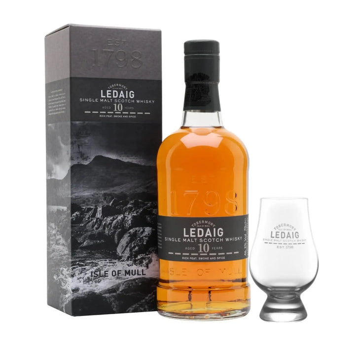 Ledaig 10 Year Old with Glencairn Nosing Glass Bundle - The Whisky Stock