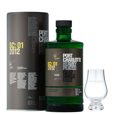 Port Charlotte SC:01 2012 & Branded Nosing Glass - The Whisky Stock