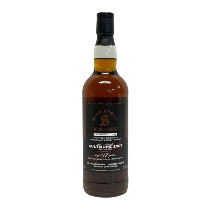 Signatory Aultmore 2007 Vintage 17 Year Old 100 Proof Exceptional Cask