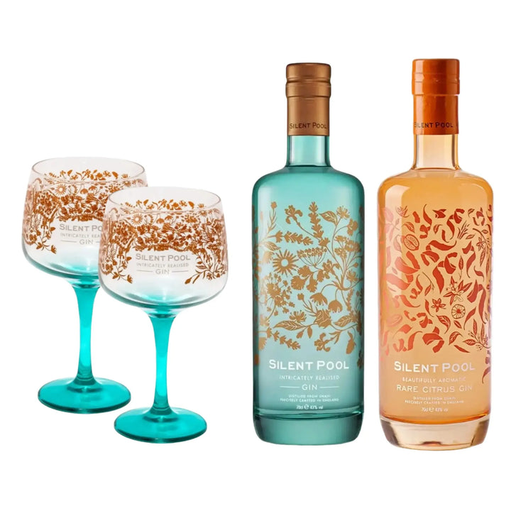 Silent Pool Gin & Rare Citrus with 2 Copa Glasses Set - The Whisky Stock