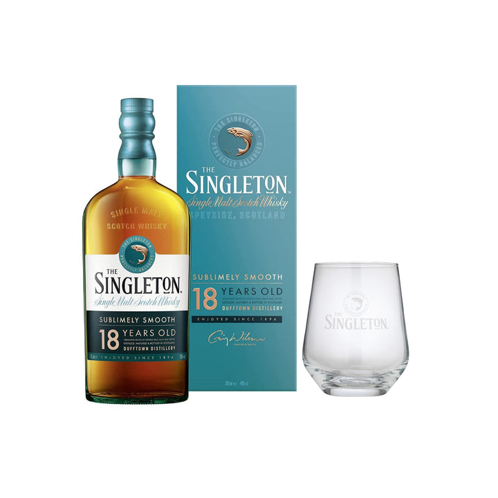 Singleton of Dufftown 18 Year Old Single Malt Scotch Whisky & Branded Tumbler - The Whisky Stock