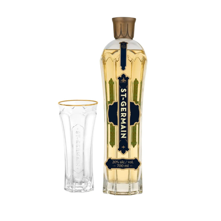 St-Germain French Artisanal Elderflower Liqueur With Highball Glass - The Whisky Stock