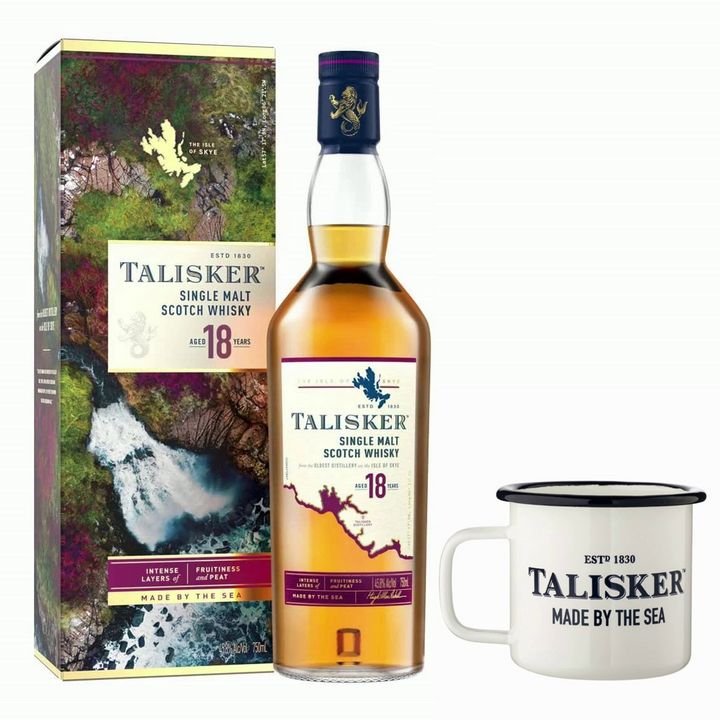 Talisker 18 Year Old 2022 Release Single Malt Whisky & Branded Mug - The Whisky Stock
