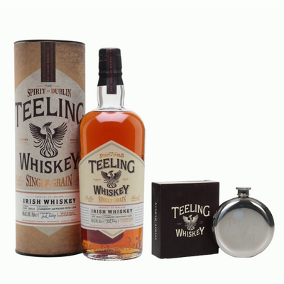 Teeling Single Grain Irish Whiskey & Branded Hip Flask - The Whisky Stock