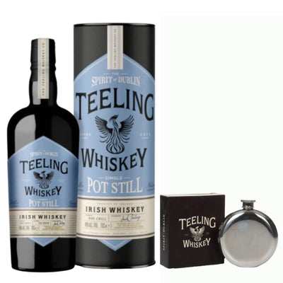 Teeling Single Pot Still Irish Whiskey & Branded Hip Flask - The Whisky Stock