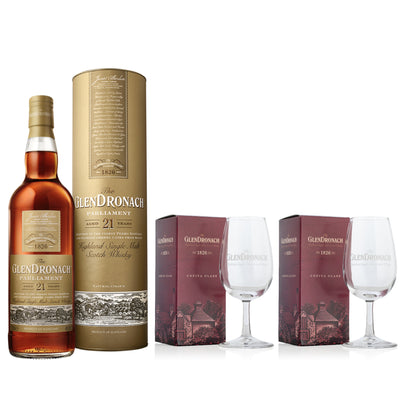 Glendronach 21 Year Old Parliament & 2 x Branded Copita Glasses - The Whisky Stock