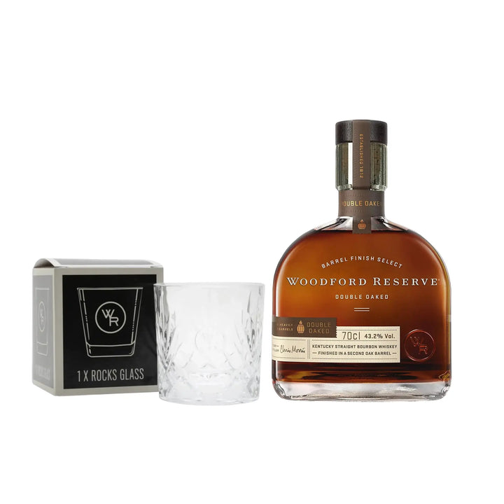 Woodford Reserve Double Oaked Bourbon Whiskey & Rocks Glass Boxed Bundle