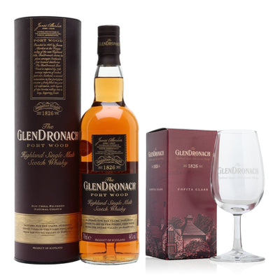 GlenDronach Port Wood & Branded Copita Glass - The Whisky Stock