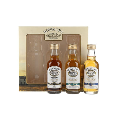Bowmore Miniature Set 12 Year Old, Darkest and 17 Year Old 3 x 5cl - The Whisky Stock