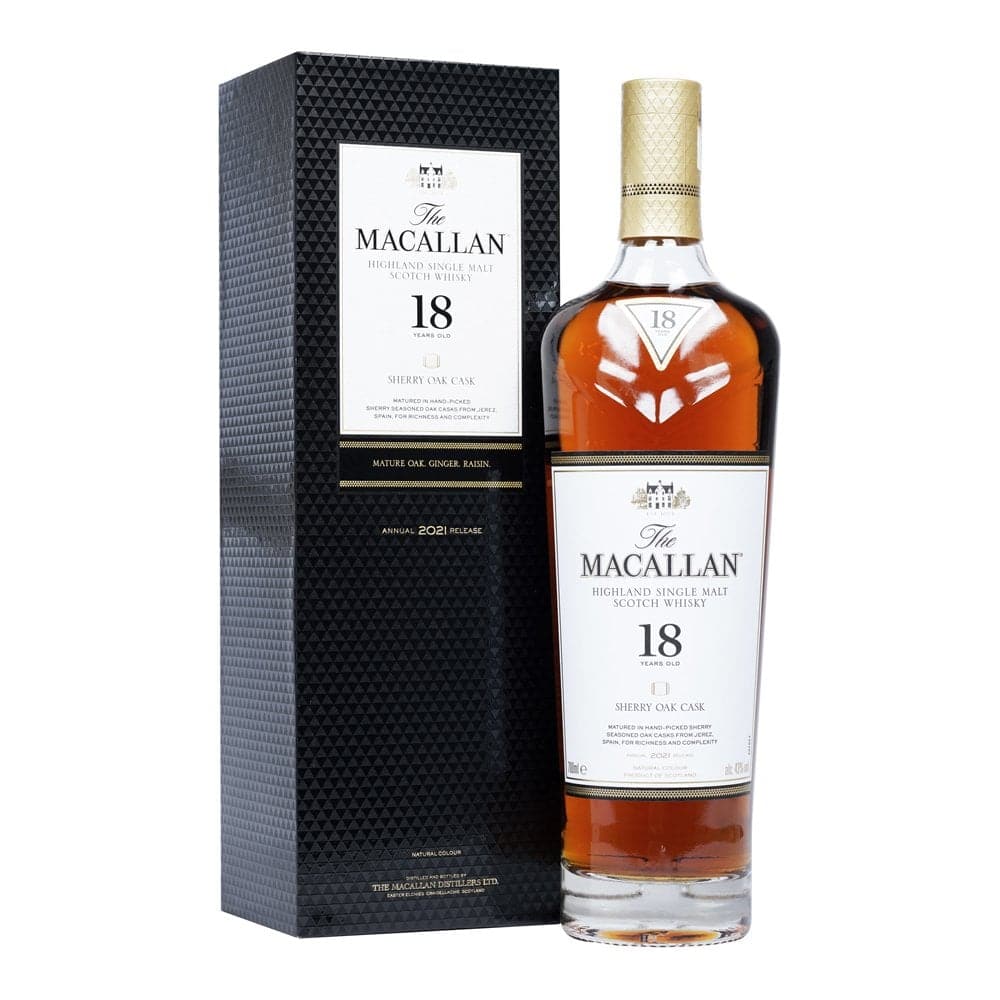 Macallan Sherry Oak 18 Year Old 2021 Release - Damaged Box - The Whisky Stock