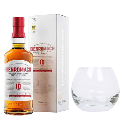 Benromach 10 Year Old & Free Branded Whisky Tumbler - The Whisky Stock