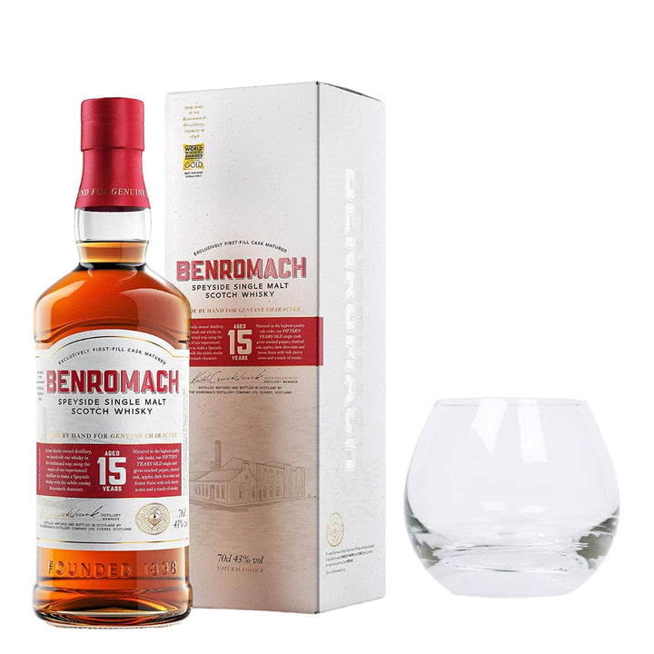 Benromach 15 Year Old & Branded Whisky Tumbler - The Whisky Stock