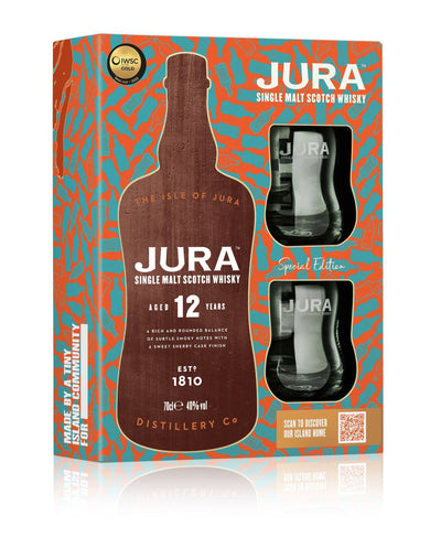 Jura 12 Year Old Single Malt Whisky Gift Pack with 2 Glasses - The Whisky Stock