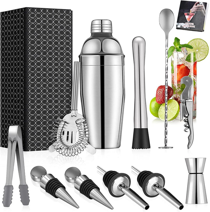 12 Piece Stainless Steel Cocktail Shaker Set 750ml - The Whisky Stock
